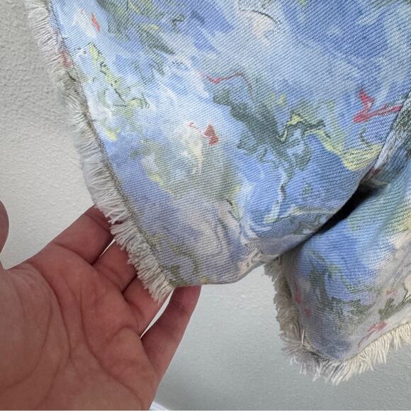 Pilcro Anthropologie Cut Off Denim Short Overalls Womens 25 Pastel Beachy Jean - Picture 6 of 12